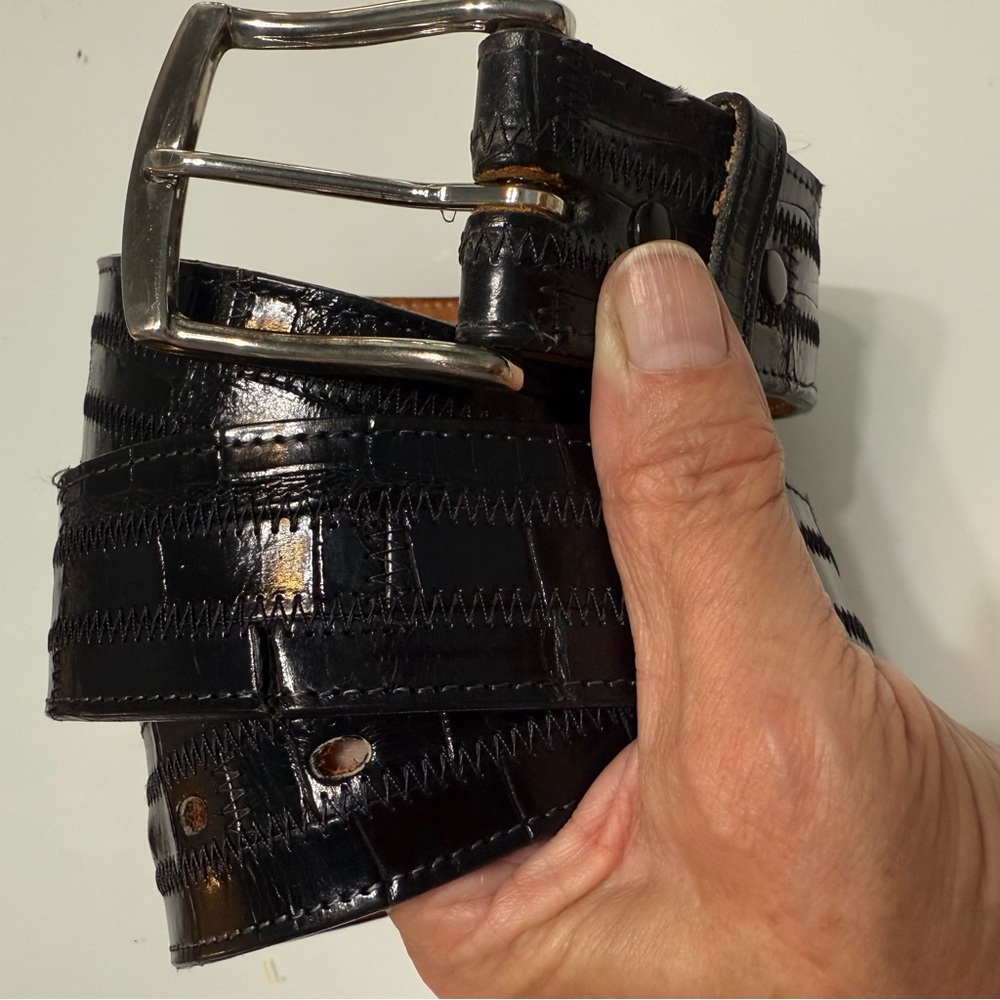 Tony Lama‎ Black Leather alligator Men's Belt 44”